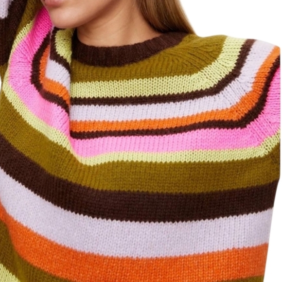 VELVET by Graham & Spencer Nessie Alpaca Stripe Sweater Womens Multi Crewneck XS - Picture 3 of 16